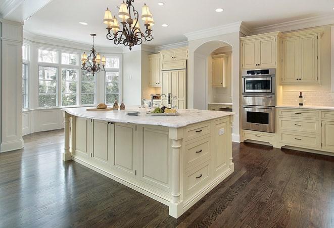 wide-plank laminate flooring in rustic farmhouse in Council Bluffs